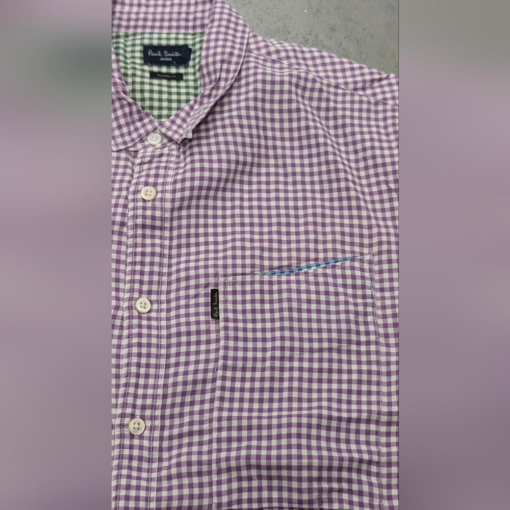 Paul Smith Lavender Checkered Casual Shirt, Large
